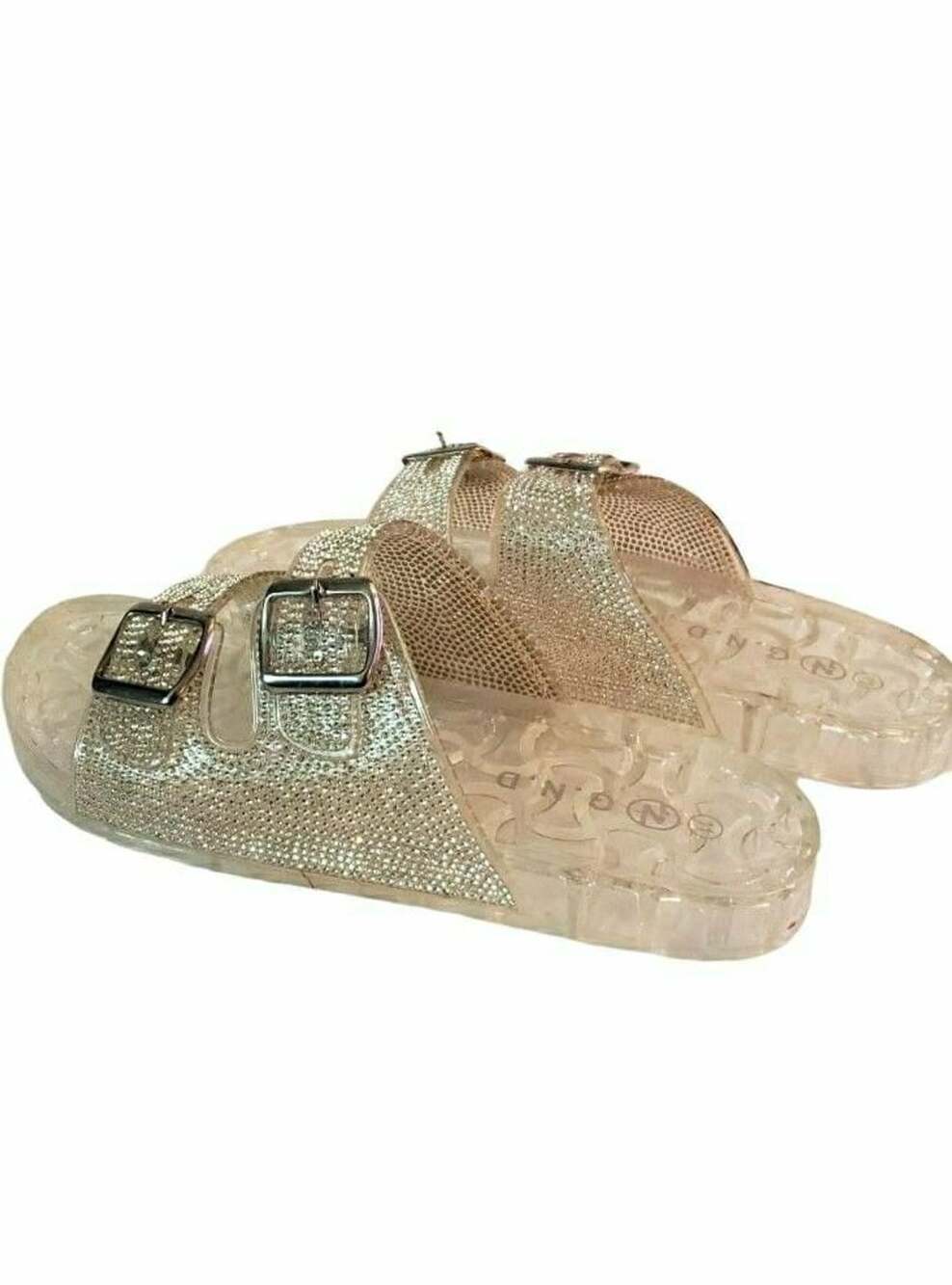 N.G.N.D Rhinestone Double Strap Jelly Sandals | Women's size 11